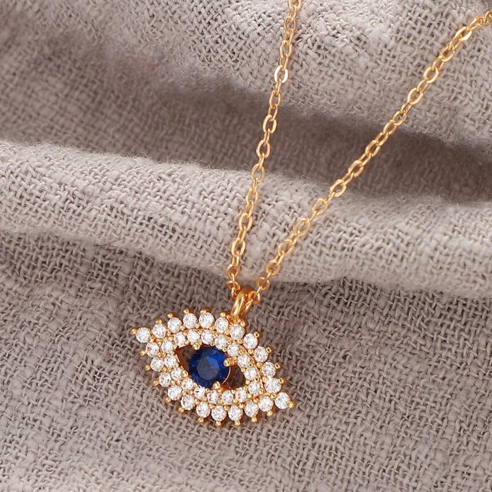 Neiman Marcus 18k Gold Plated Blue Evil Eye Necklace